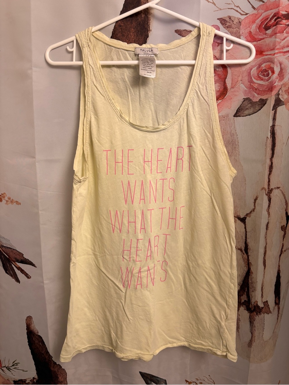 XS Talula Pale Yellow Graphic Tank Top - The Heart Wants